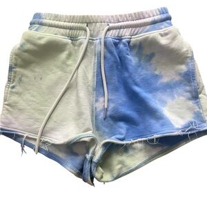 Blue and White Tie-Dye whit Fox Women Shorts size small